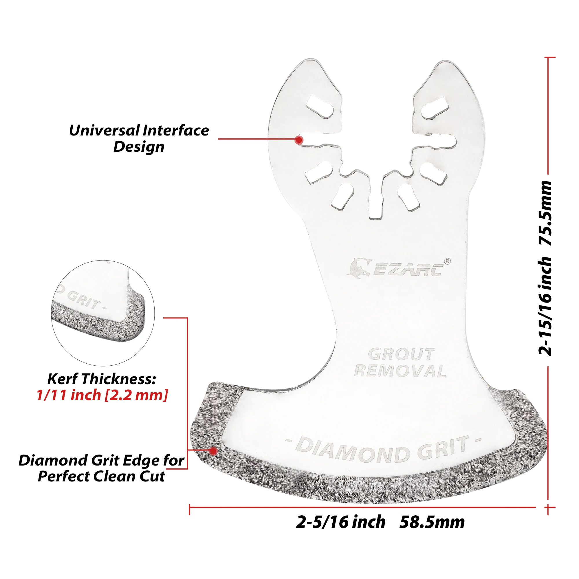 EZARC 3Pcs lame diamantate oscillanti Multi Tool Swing, lame per seghe da taglio per malta per la rimozione di fughe e taglio di piastrelle morbide DO57S