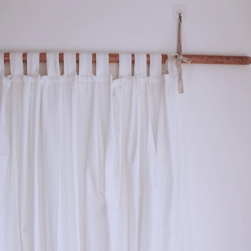 Simple White Semi-Blackout Curtains for Living Room Bedroom, Tap Top Kitchen Short Blinds, Holes Free Window Drapes,Bed Curtains