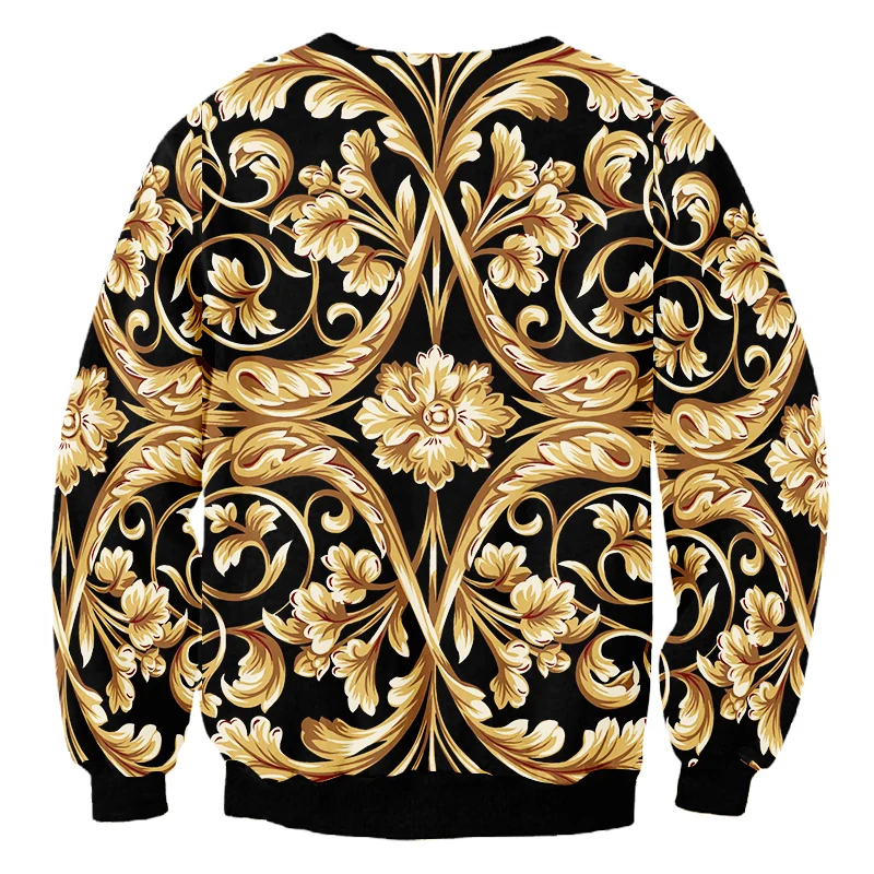 LCFA-Sudadera con estampado 3D de flores doradas para hombre, Jersey personalizado de lujo con personalidad, estilo barroco real, talla grande, para otoño