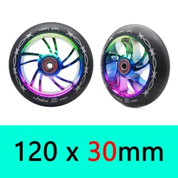 【120*30mm】 Iron Scooter Tires with 30mm Thickness 608 Bearing 8mm Inner Diameter 120mm Kick Push Stunt Scooter Wheel Alloy 2pcs