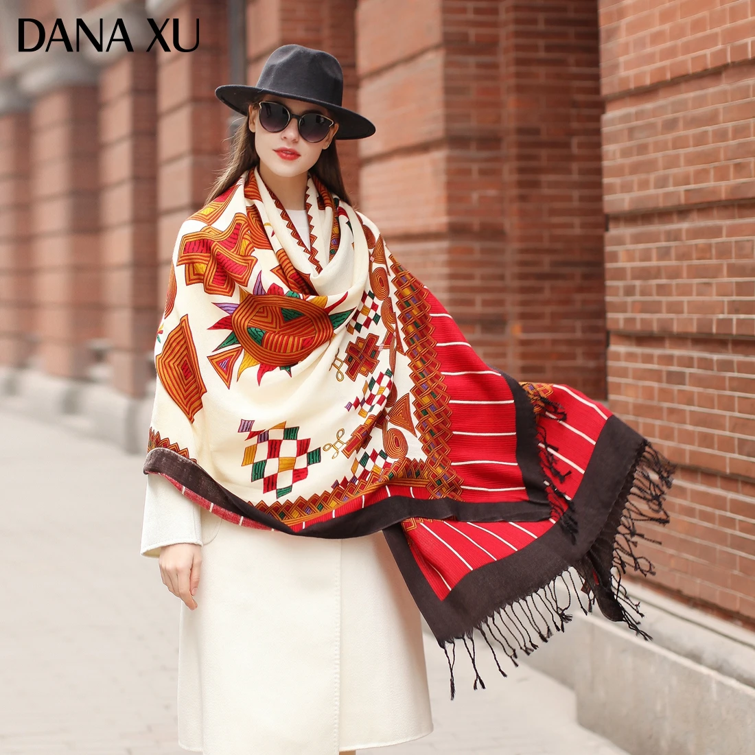 DANA XU Bufanda Mujer Wool Poncho Head Women Lady Warm Shawl Stoles Bandana Scarf Hijab Luxury Brand Pashmina Winter 2021