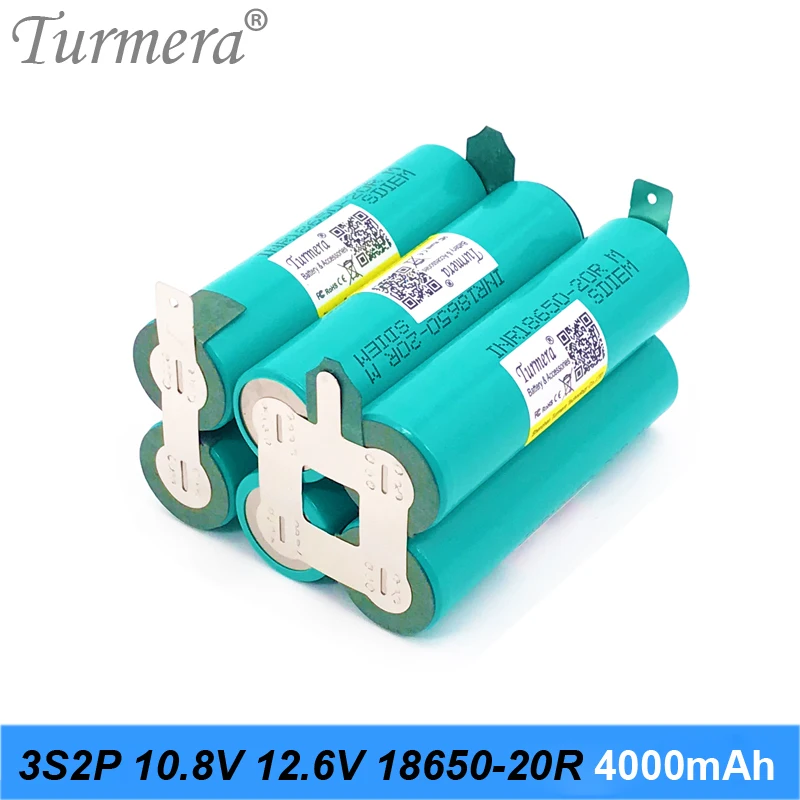 Turmera 3S 12.6V 4S 16.8V 5S 18V 21V 6S 25V 18650 bateria litowa 20RM 2000mAh 4000mAh 20A lutowanie na śrubokręt użycie baterii