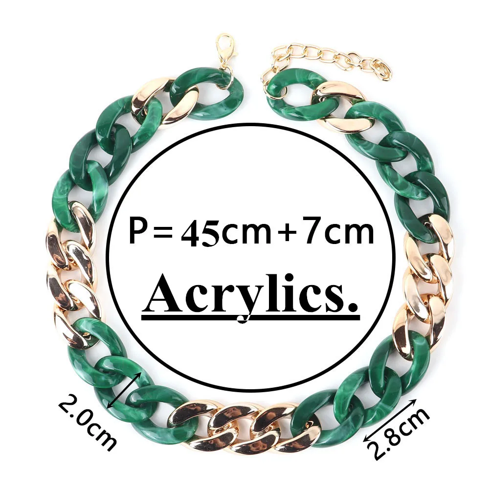 FishSheep Vintage CCB Acrylic Chain Choker Necklace for Women Boho Colorful Chunky Long Collares Necklace 2022 Fashion Jewelry