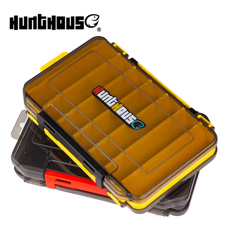 Hunthouse Fishing Tackle Box 14 Compartments Fish Accessories Bait Lure Hook Boxes Storage Double Sided High Strength