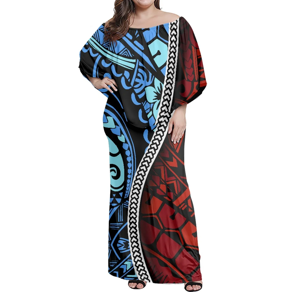 Polynesian Samoan Tattoo Designs Black Stripes Print Female Strapless Dress Big Size Lady Tight Dress Customizable Patterns