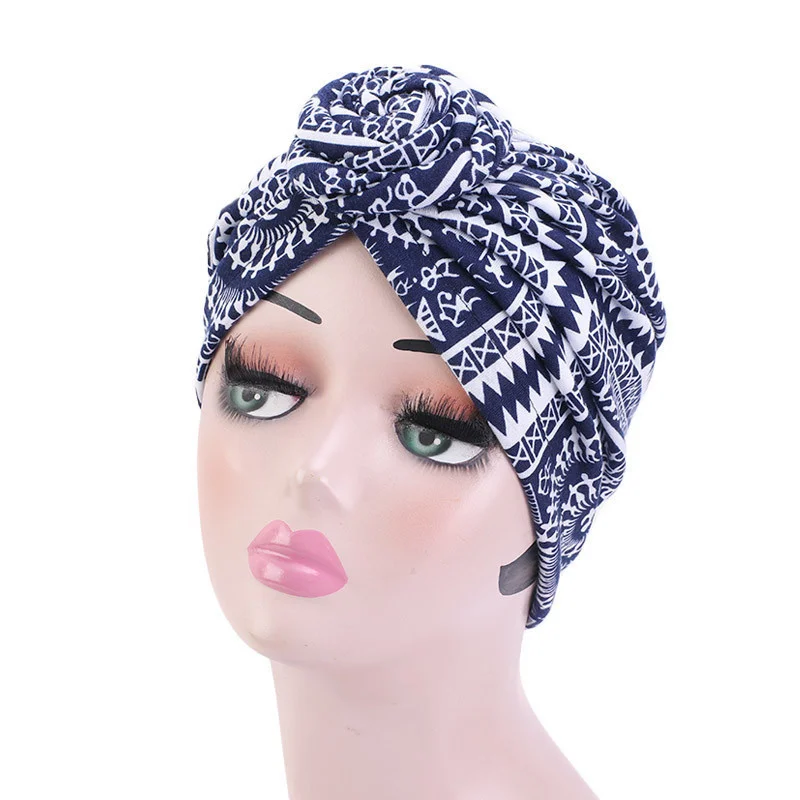 Afrikanische Druck Turban Hut für Frauen Scrunchies Knoten Headwrap Stretch Bandanas Party Headwear Damen Kopftuch Haar Zubehör – Detail 15
