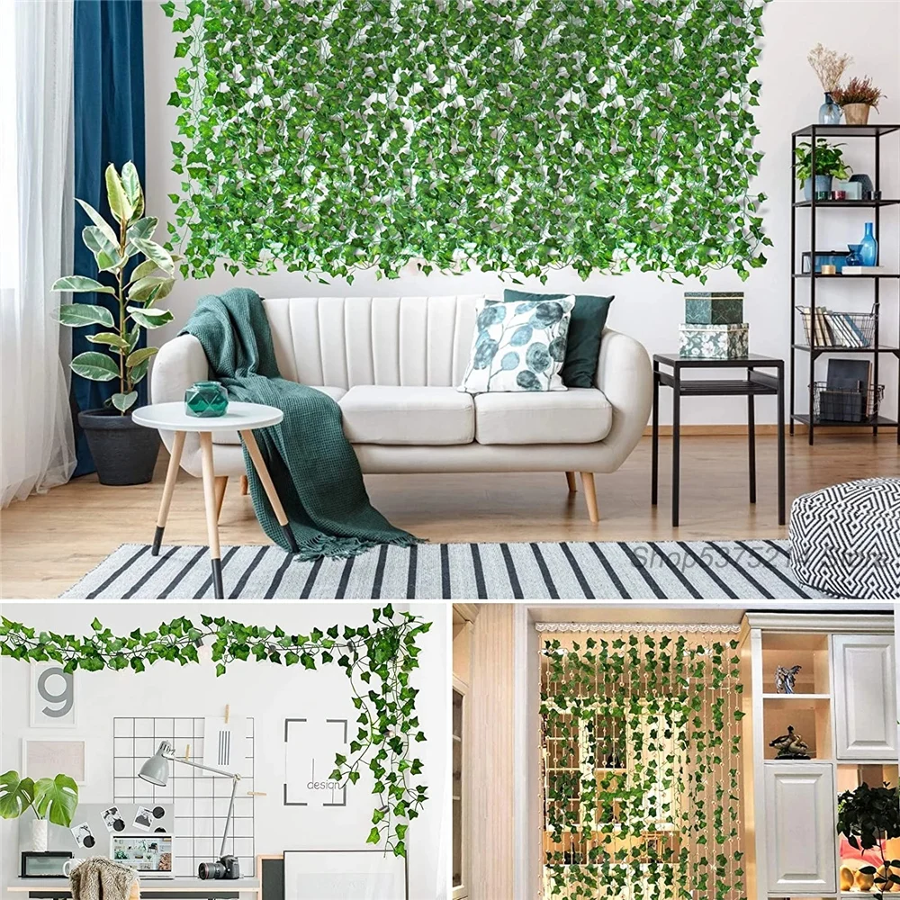 Leaf Vine Artificial Hanging Plants Liana Silk Fake Ivy Leaves for Wall Green Garland Decoration Home Decor Party Vines 230cm