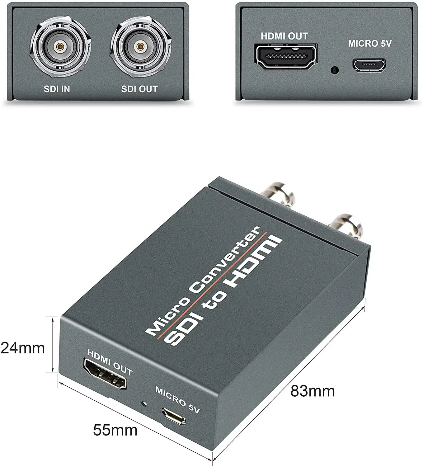 Micro convertisseur 1080P SDI vers HDMI (avec alimentation), adaptateur 3G-SDI/HD-SDI/SD-SDI vers HDMI, sortie SDI