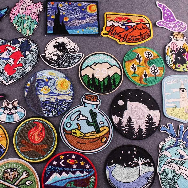 Adventure Camping Patch Embroidery Patches DIY Outdoor Badge Patches For Clothes Applique Accessory Iron On Patches For Clothing