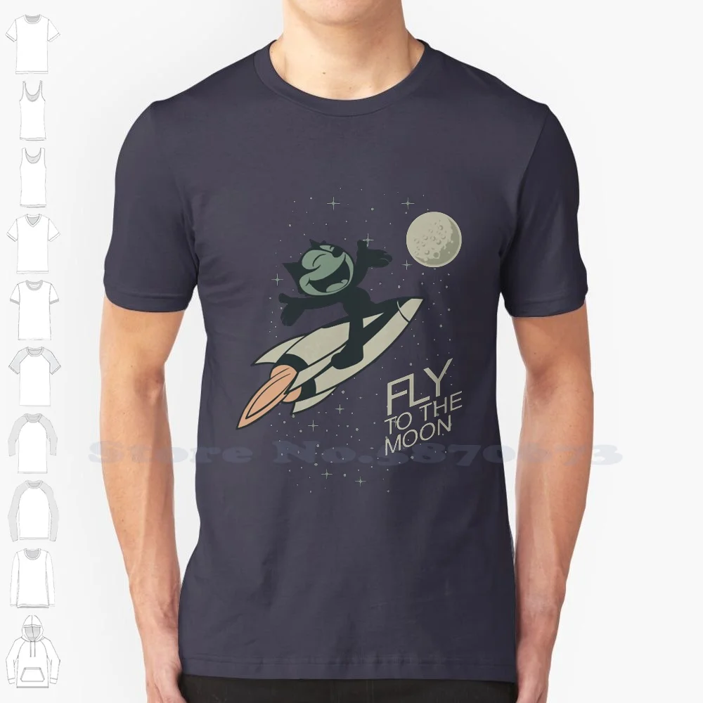 

Felix Fly To The Moon 100% Cotton T-Shirt Cartoon Cat Cartoons Vintage