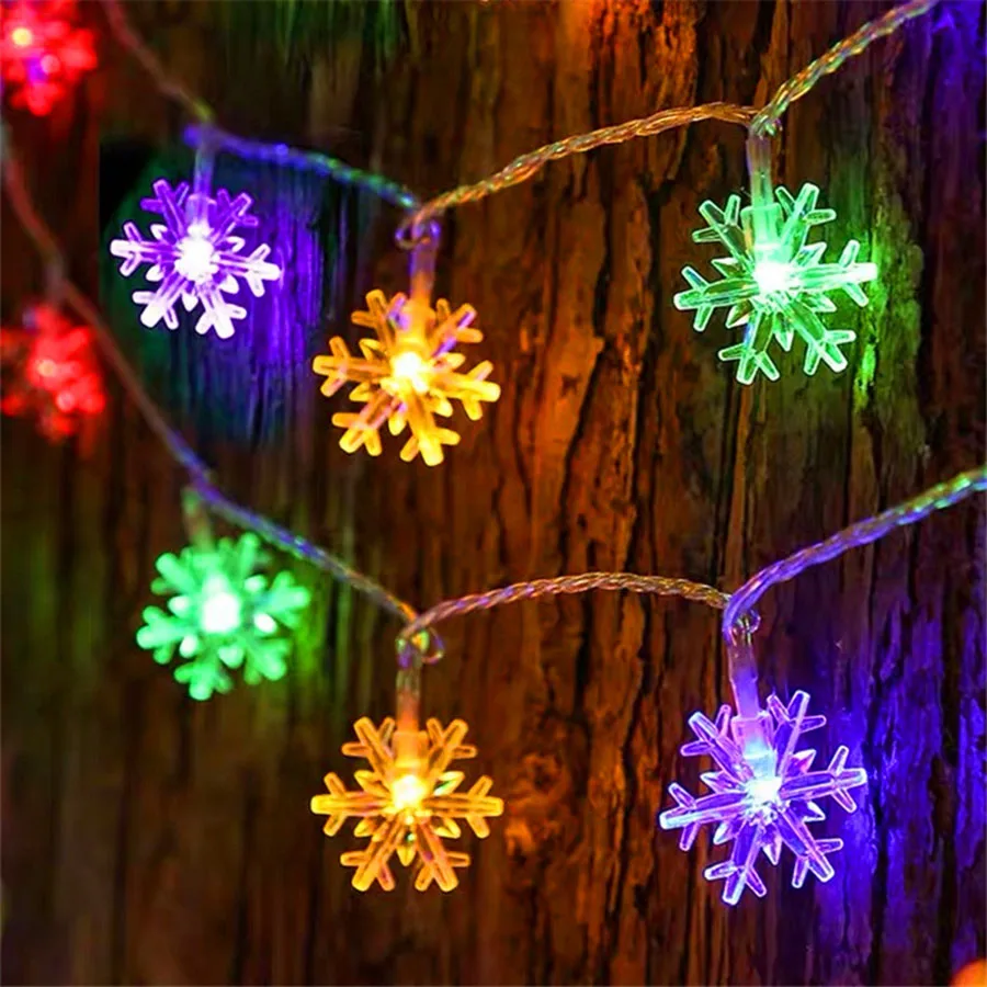 

Christmas Tree Snow Flakes LED String Fairy Light Decor Bedroom Valentine's Day Wedding Party Home Garland Light Battery Powered