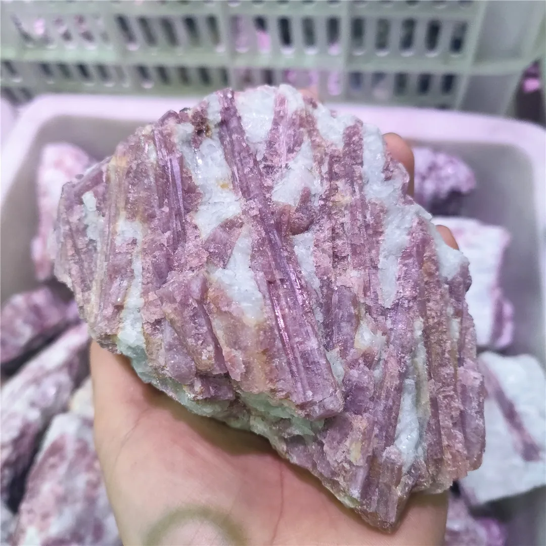 

1pcs Natural Pink Tourmaline Crystal Mineral Association Rough Stone Specimen Rock Rare Original