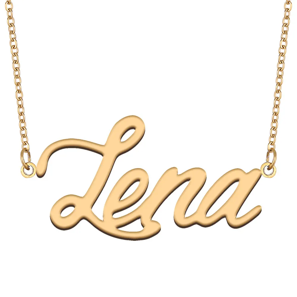 

Lena Name Necklace for Women Personalized Stainless Steel Jewelry Dainty Nameplate Pendant Femme Mother Girlfriend Gift