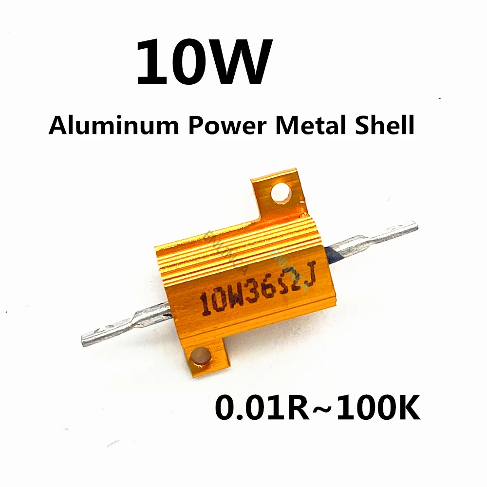 

5Pcs Full Value 10W 0.01 -100K Ohm 0.47R 0.5R 0.56R 0.68R 1R 1.5R 2R Wirewound Aluminum Power Metal Shell Case Resistor 5%