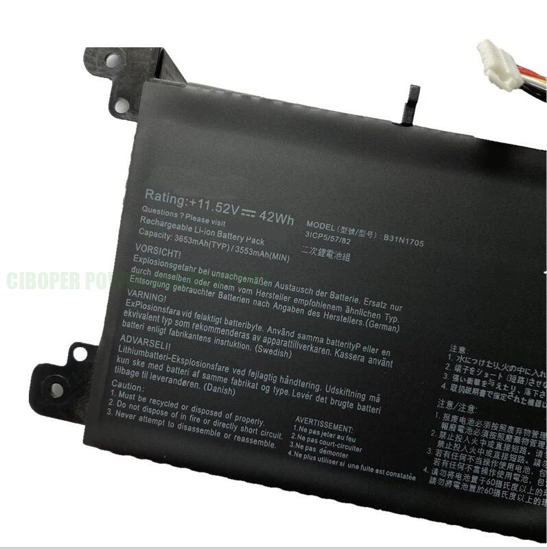 CP Laptop Battery 0B200-02660000 B31N1705 42Wh For VivoBook Flip 14 TP410UA 410UF 410UR Q405UA Q405UA-BI5T5 Q405UA-BI5T7 UX460UA