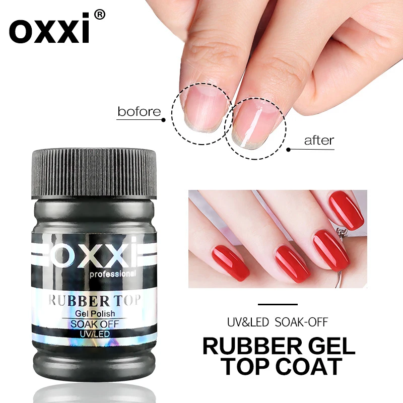 Oxxi 30Ml Semi-Permanente Base En Top Coat Voor Gel Polish Nail Art Hybrid Nagellak Uv Led rubber Top Jas Y Base Coat Gellac