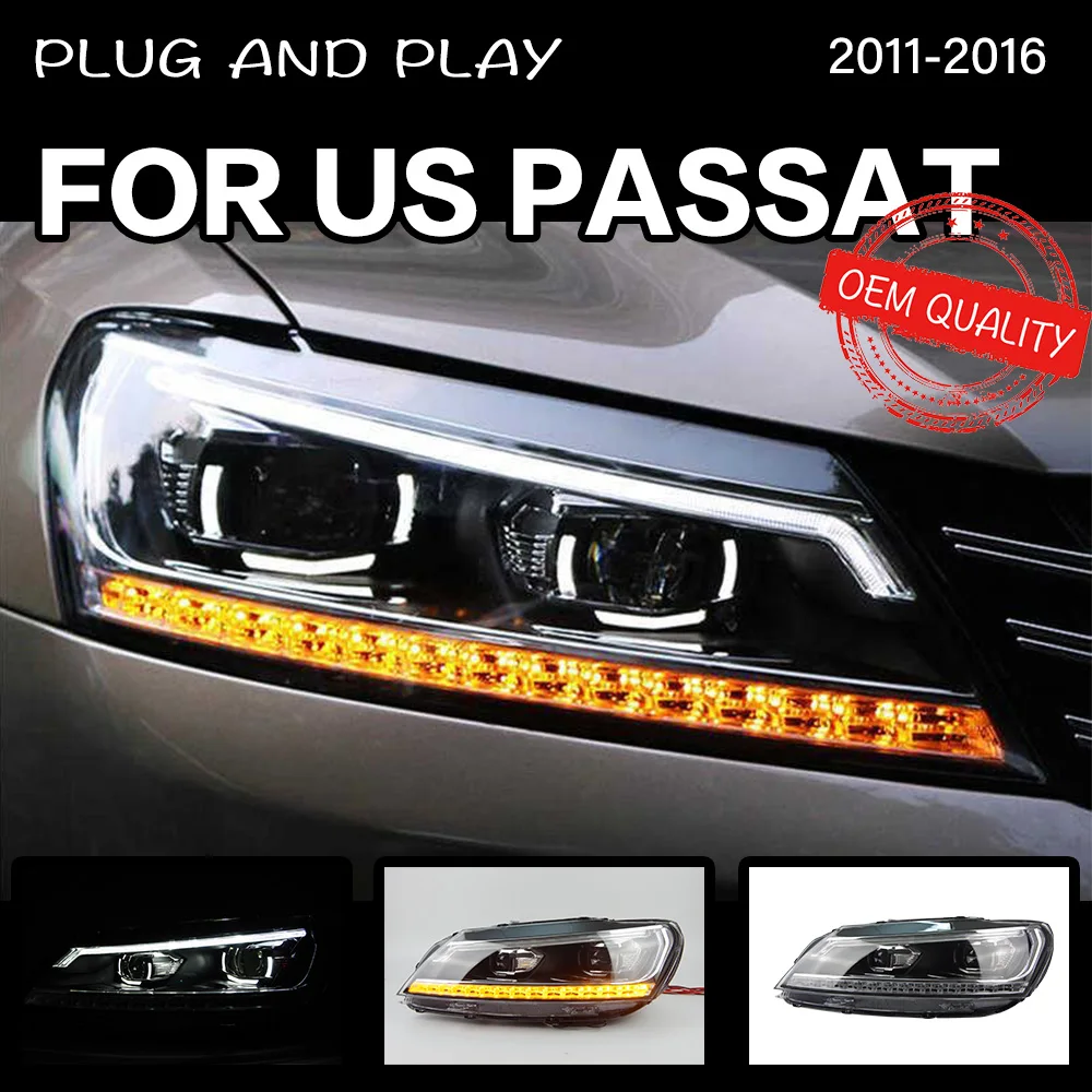 Headlight for VW Passat B7 US version 2012-2018 Car LED DRL Hella 5 Xenon Lens Hid H7 Car Accessories