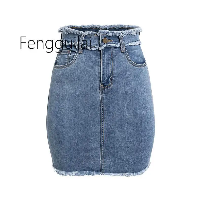 

2020 high quilty skirt Sexy pencil denim women skirt Tassel high waist bodycon mini skirt female Casual streetwear jeans summer