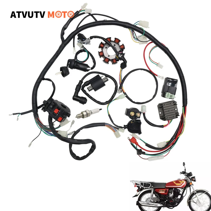 

Wiring Harness Kit Electrics Stator 8 Coil CDI For ATV Quad 4 Four Wheelers CG125 150CC 200CC 250CC Go Kart Dirt Pit Bikes