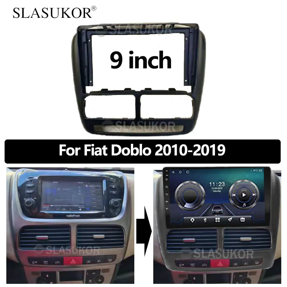 

9 inch Car Refitting 2DIN Radio Stereo DVD Frame Fascia Dash Panel Installation Kits For Fiat Doblo 2010 2011 2012 2013 - 2019