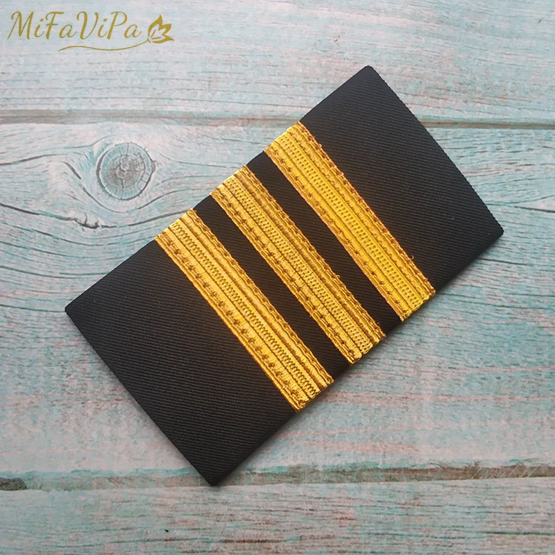 2 Pairs Pilots Uniform Epaulets Clothing Decor Epaulettes Professional 4 Bars Shirts Craft Garment DIY Accessory Shoulder Badges