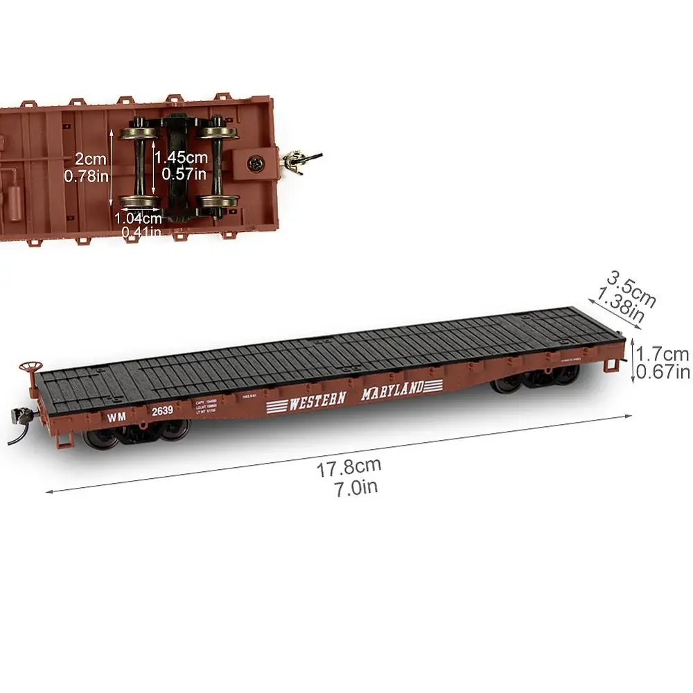 Evemodel juego de trenes, escala 1:87, 52ft, coche plano con contenedor de envío de carga, 1 lote