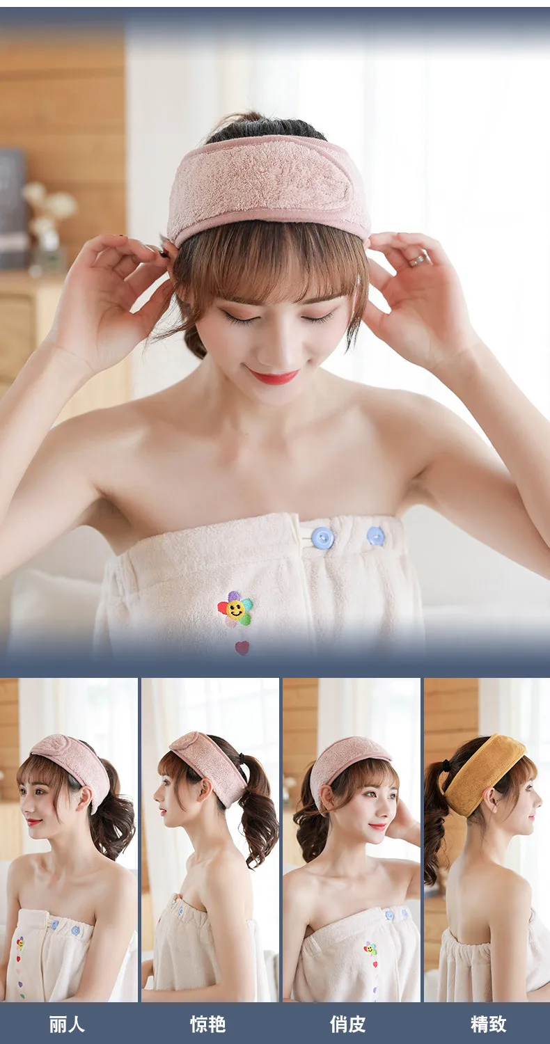 Headbands de toalha macia ajustável para mulheres e meninas, acessórios para cabelo, lavagem facial, banho, maquiagem, banda, SPA, facial