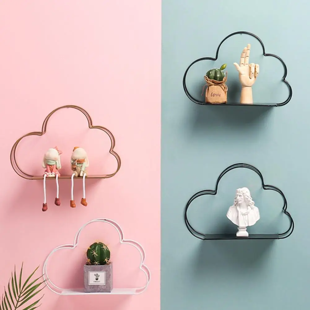 Metal Cloud Shape Wall Mount Shelf Rack Holder Storage Organizer Home Decoration DIY Wall Decoration Holder Home Decor