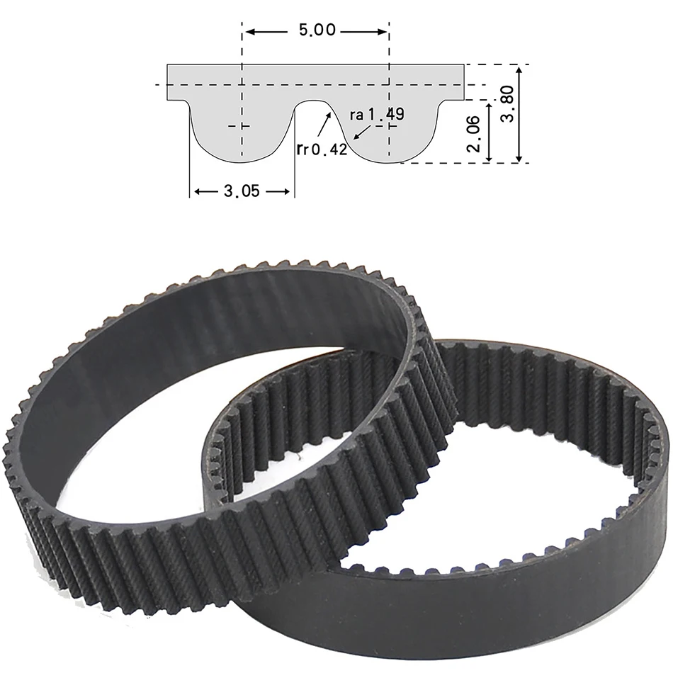 180mm-255mm、260mm、265mm、270mm、275mm、280mm、285mm Black Rubber Timing Belt Synchronous Belt HTD 5M Arc HTD 5M Timing Belt