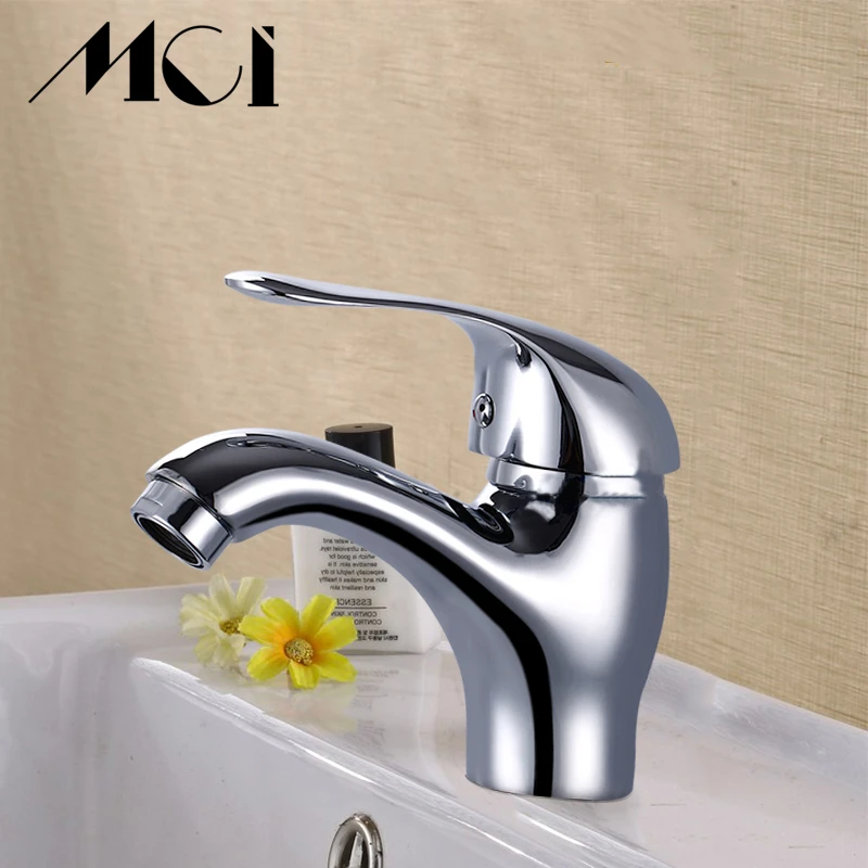 Bath Basin Faucet Brass Chrome Faucet Sink Mixer Tap Vanity Hot Cold Water Bathroom Faucets Wholesale And Retail Deck Mount Mci