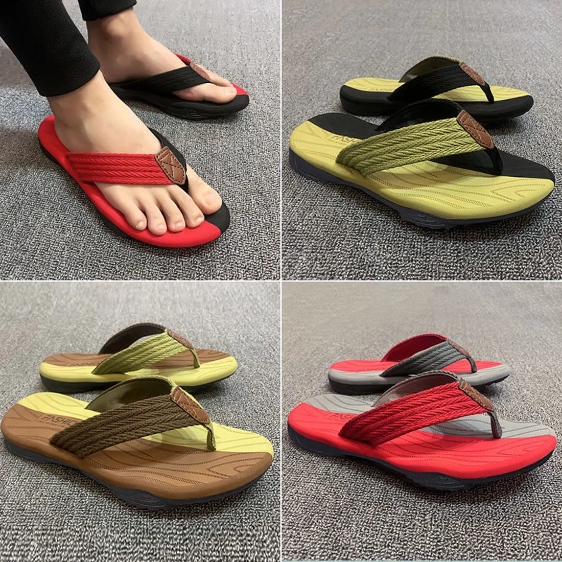 Summer Men Flip Flops Massage Slippers Skid-proof Good Quality Double Sole Shoes Soft Comfortable Big Size Male Shoes Hot Sale