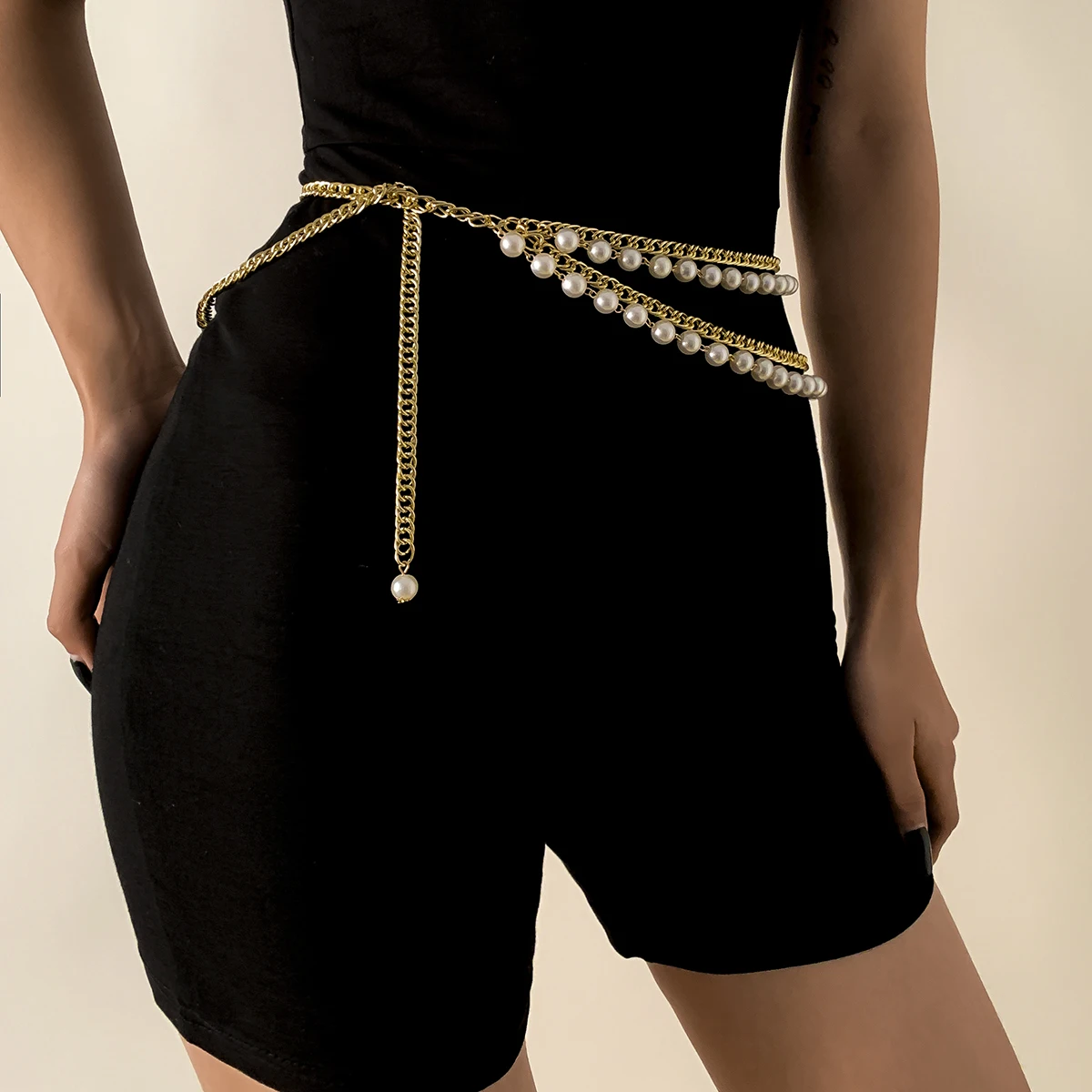 Layered Imitation Pearl Beads Tassel Belts Chains on Pants Fashion Dress Accessories Female Waist Chains Women Accessories Gifts