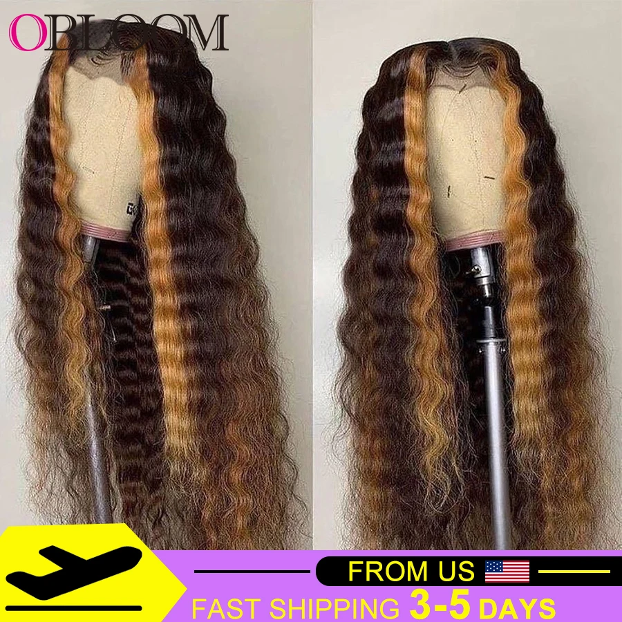 

150% Highlight Blonde 13x6 Lace Front Human Hair Wigs Deep Wave Wig T part Lace Wigs For Women Pre plucked Bleached Knots Wig