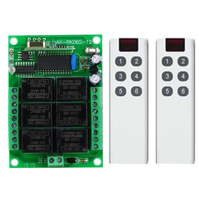 

Smart Multiple DC 12V 433 MHz 6CH 6 CH Wireless Relay RF Remote Control Switch Receiver+6 Button Transmitter garage door opener