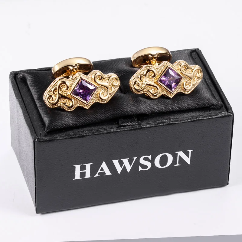 HAWSON New Arrival High Quality Unique Elegant Shirt Cufflinks For Mens Wedding Shirt With Crystal -4 Color Crystal Optional