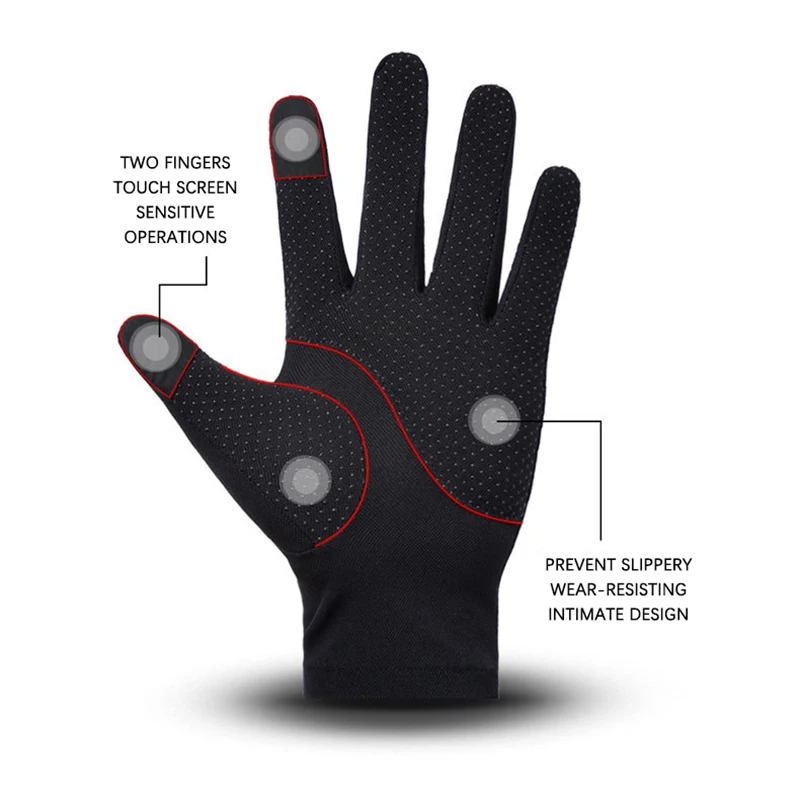 Summer Men Gloves Driving Cycling Touch Screen Non-Slip Outdoor Sports Sunscreen Breathable Ice Silk Women Thin Fingerless Glove