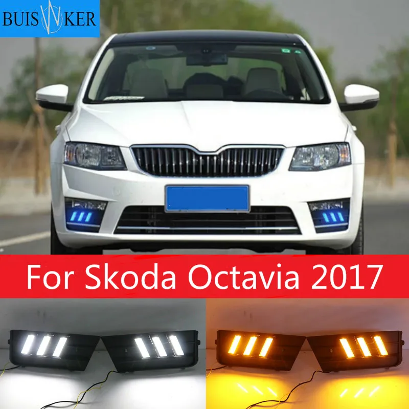 

LED Daytime Running Light For Skoda Octavia 2017 Car Accessories Waterproof 12V DRL Fog Lamp Decoration