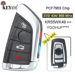 KEYECU  315/434/868MHz ID49 Chip CAS4+ System Modify Keykess-Go Smart Remote Key Fob for BMW F Chassis 5 7 Series Black