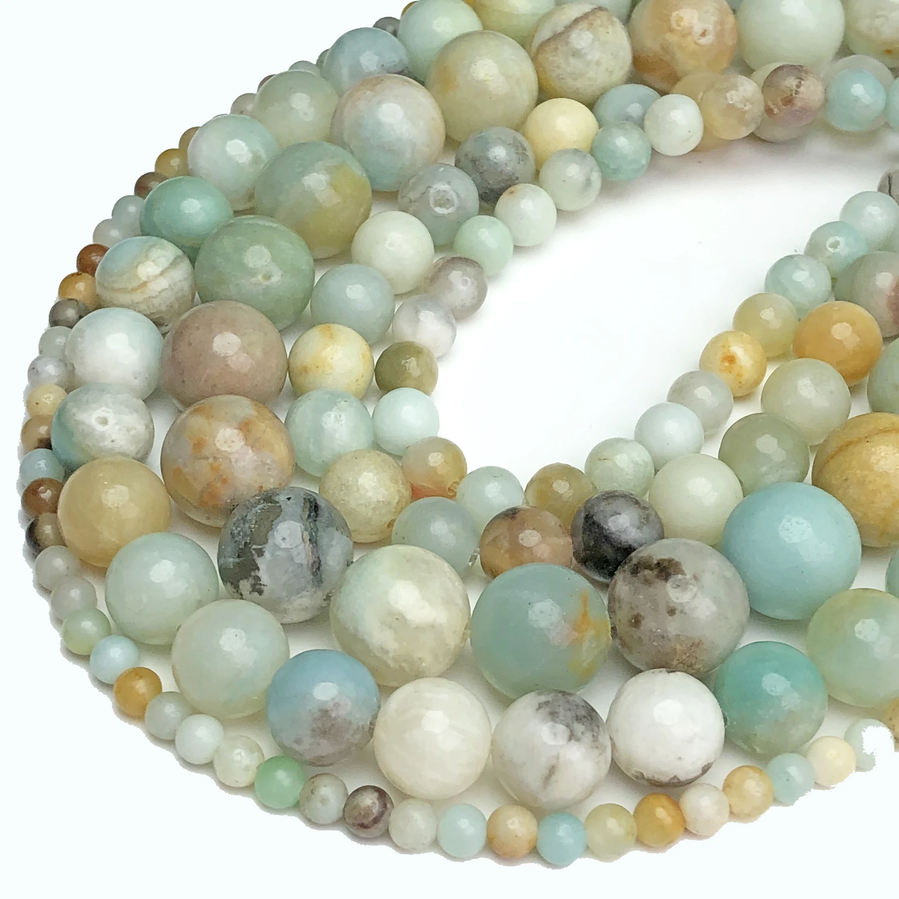 AAA Natural Stone Amazonite Beaded Round Loose Spacer Beads For Woman Jewelry Making DIY Bracelet Necklace 4/6/8/10/12mm 1Strand