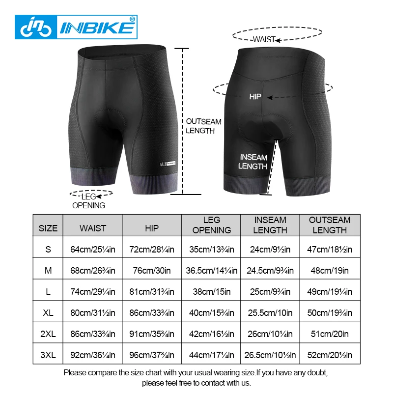 INBIKE Men's Professional Cycling Shorts Reflective Colorful Breathable Shockproof 3D Padded Road Bicycle Tights Shorts SA006