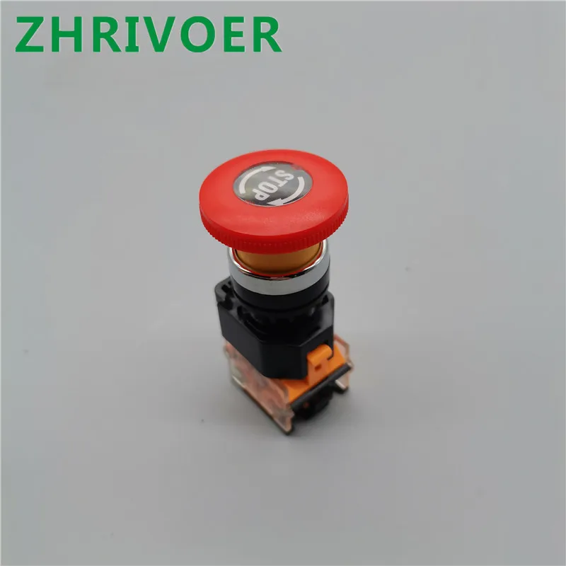 1pcs 22mm LA38-11ZS Mushroom Head Emergency Stop Push Button Switch 10A/440V Selector Switch