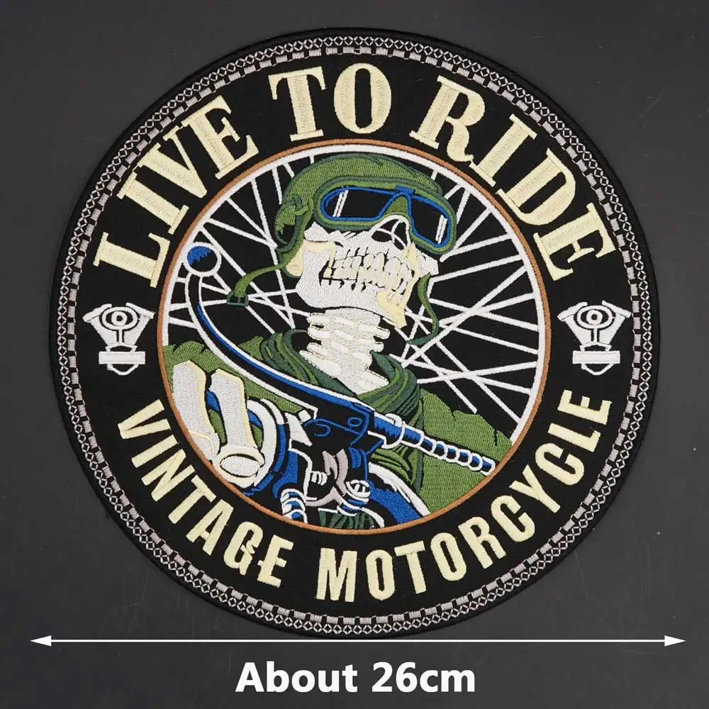 LIVE TO RIDE VINTAGE MOTORCYCLE Embroidery Patch Sticker Badge for Jacket Back Vest Motorcycle Club Biker