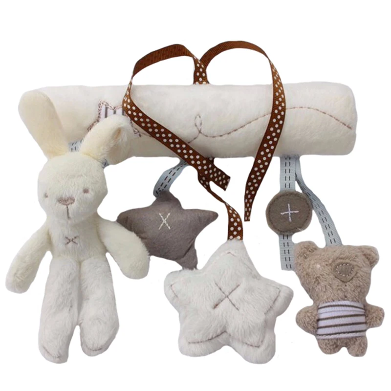 Rabbit baby hanging bed safety seat plush toy Hand Bell Multifunctional Plush Toy Stroller Mobile Gifts L0265