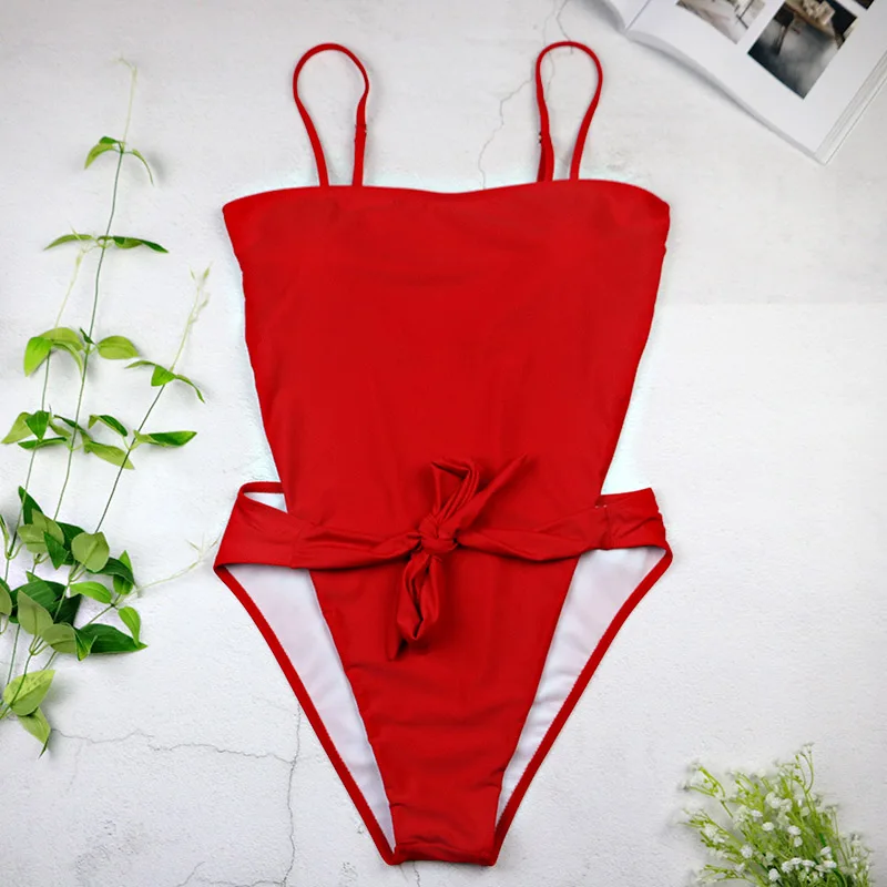 2025 Sexy Swimsuit Women Swimwear One Piece Halter One Piece Push Up Swimsuit Bandage Bathing Suit Wear Female Beachwear 3336
