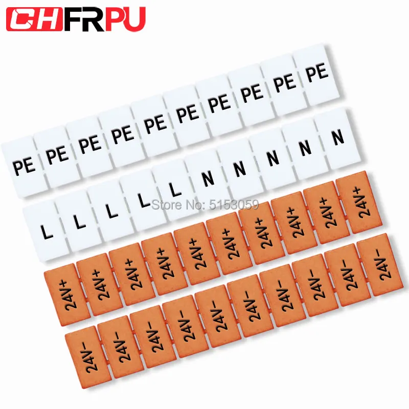 10PCS ZB, customized with text and blank printing type markings, with digital Din track terminal block Maker Strips