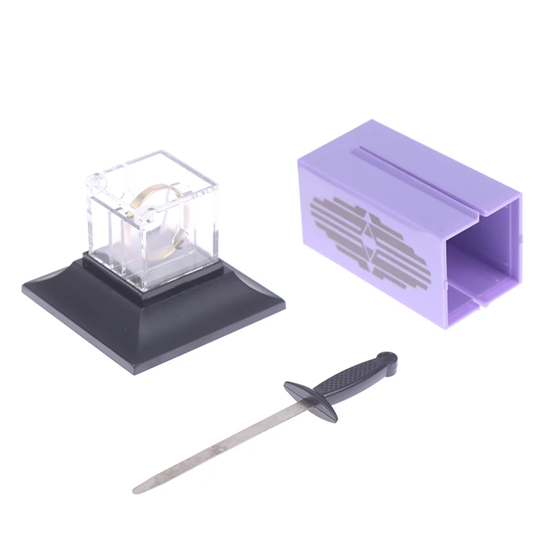 1 Set Sword Through Ring Inside Casket (Crystal Cleaver) Magic Tricks Penetrating Sword Thru Magic Props Gimmick Accessories Toy