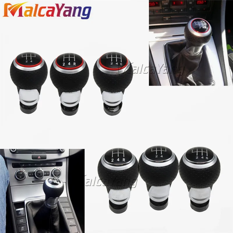 5/6 Speed 12mm Gear Shift Knob Lever Stick For Audi A4 B6 B7 B8 A6 S4 8K A5 8T Q5 8R S Line Ibiza 6J Seat Leon Mk1 Passat Golf