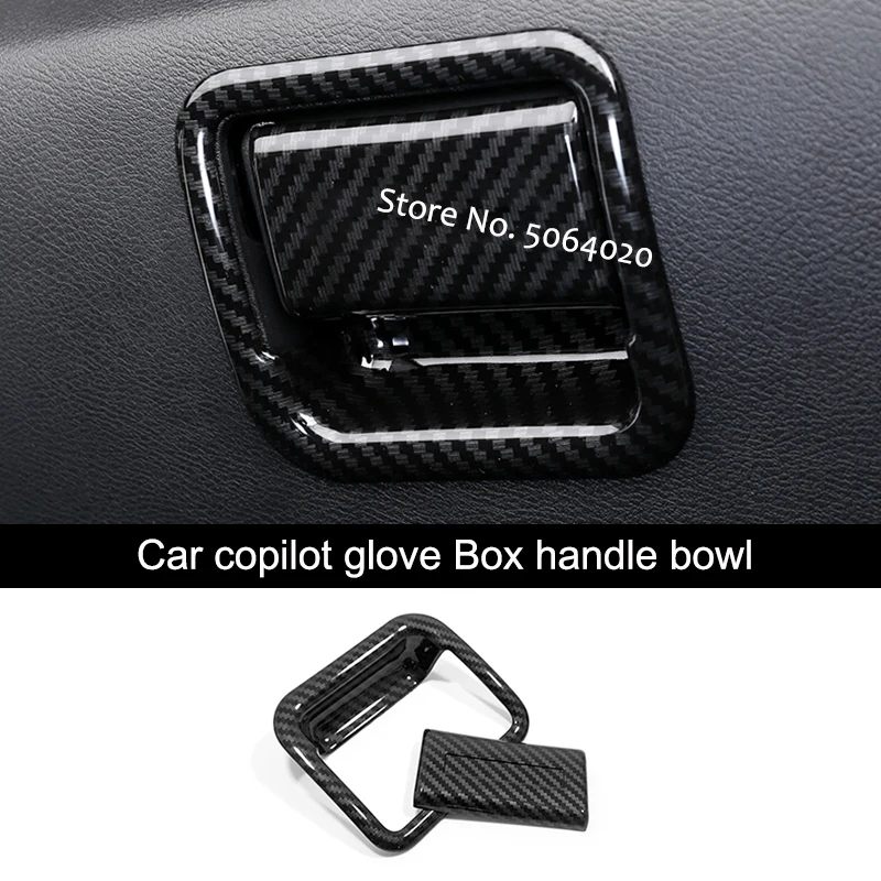 

ABS Matte/Carbon fibre Car copilot glove Box handle bowl Cover Trim For Nissan Navara NP300 2017 2018 2019 accessories 2pcs