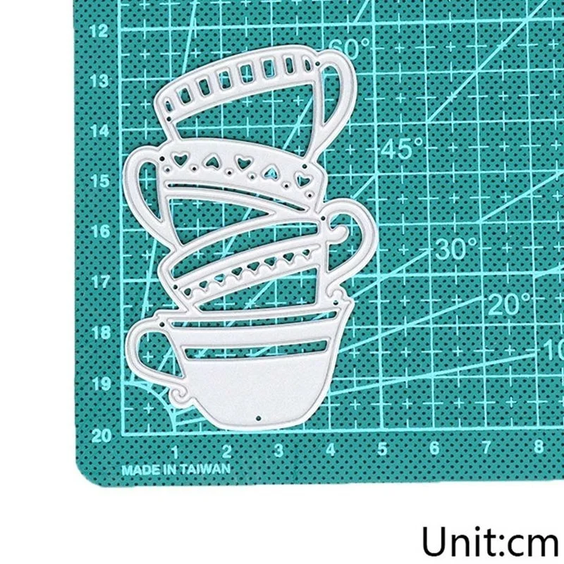 Uteruik - Fustelle in metallo per tazzine di caffè, goffratura, stencil per biglietti, scrapbooking, album fotografici, decorazioni fai da te (#A