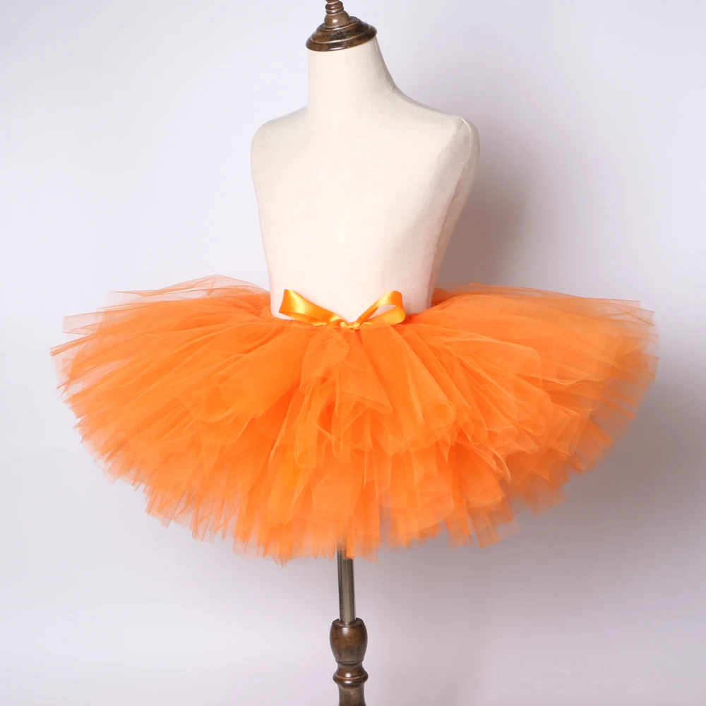 Orange Girls Tutu Skirt Fluffy Ballet Dance Skirts for Girls Children Tutu Kids Tulle Pettiskirt Birthday Party Baby Girl Skirt